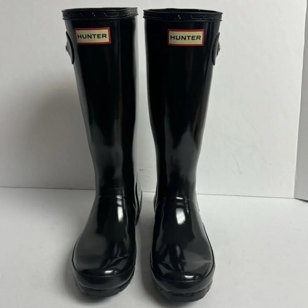 Hunter Original Gloss Rain Boot Black Size 4 M Boys